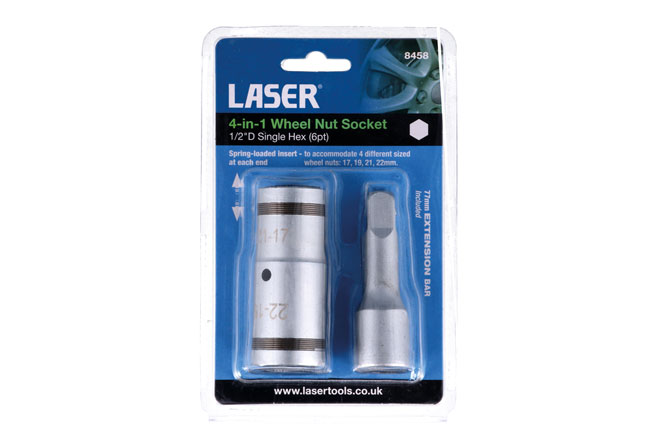 Laser Tools 8458 4-in-1 Wheel Nut Socket 1/2"D
