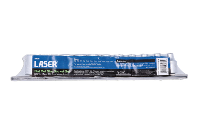 Laser Tools 8475 Flat Cut Star Socket Set 3/8"D 11pc