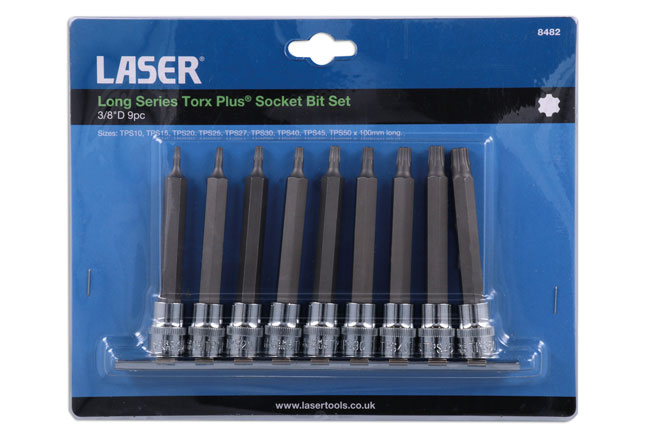 Laser Tools 8482 Long Series Torx Plus® Socket Bit Set 3/8 "D 9pc