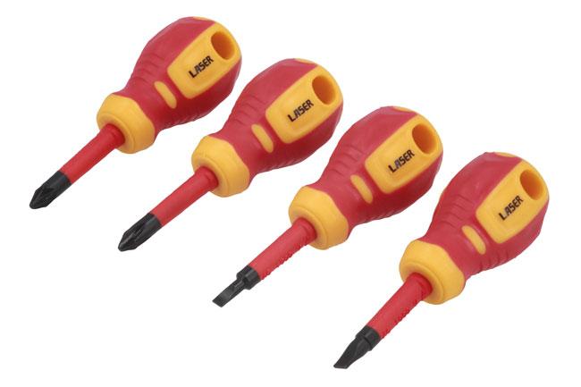 Laser Tools 8491 Slim Stubby Insulated Screwdriver Set 4pc
