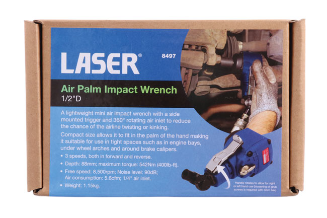 Laser Tools 8497 Air Palm Impact Wrench 1/2"D