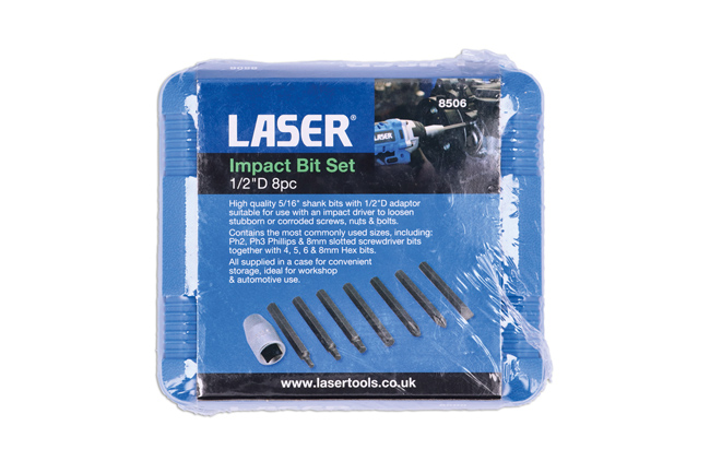 Laser Tools 8506 Impact Bit Set 8pc 1/2"D