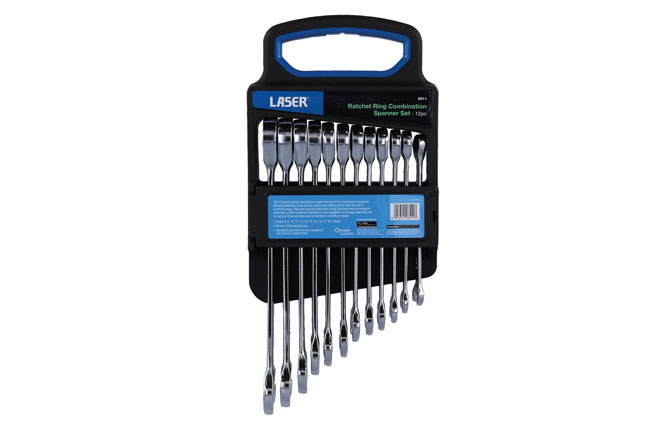 Laser Tools 8511 Ratchet Ring Combination Spanner Set 12pc