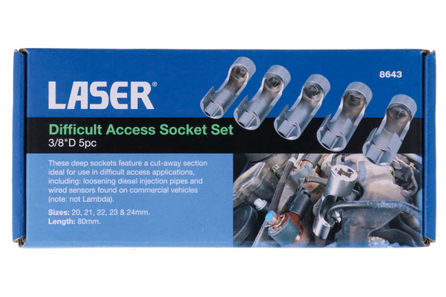 Laser Tools 8643 Difficult Access Socket Set 3/8"D 5pc