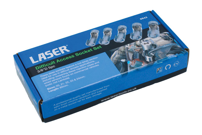 Laser Tools 8643 Difficult Access Socket Set 3/8"D 5pc