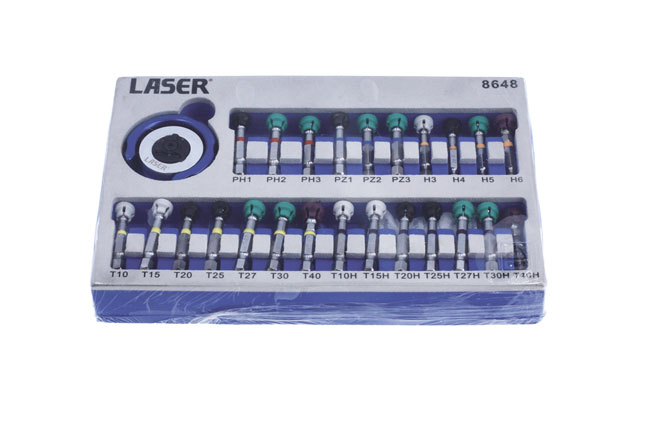 Laser Tools 8648 Swivel Palm Grip Magnetic Bit Set 25pc
