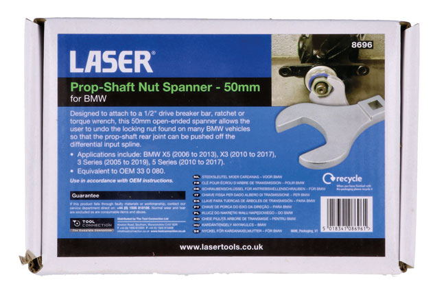 Laser Tools 8696 Prop-Shaft Nut Spanner 50mm - for BMW