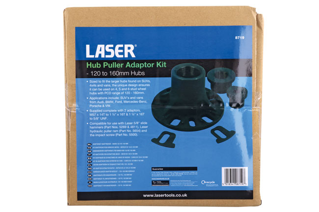 Laser Tools 8719 Hub Puller Adaptor Kit - 120mm to 160mm Hubs
