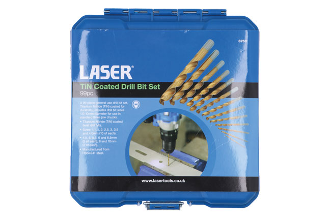 Laser Tools 8750 TiN Coated Drill Bit Set 99pc