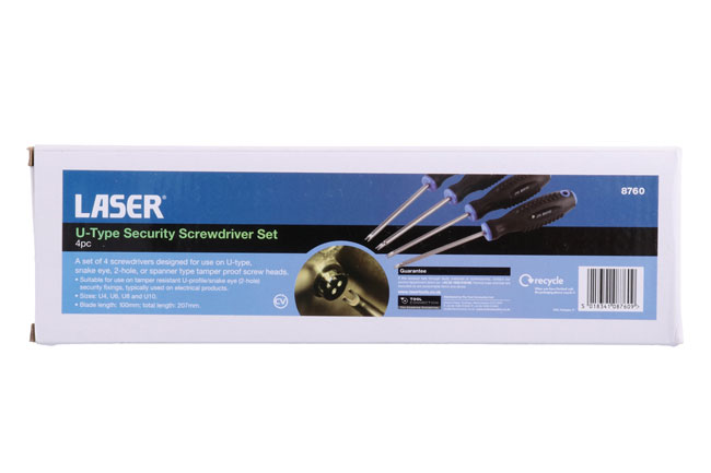 Laser Tools 8760 U-Type Security Screwdriver Set 4pc