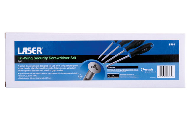 Laser Tools 8761 Tri-Wing Security Screwdriver Set 4pc