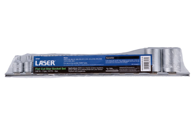 Laser Tools 8797 Flat Cut Star Socket Set 13pc