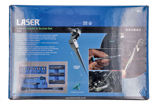 Laser Tools 8802 Low Profile Bit & Socket Set 52pc