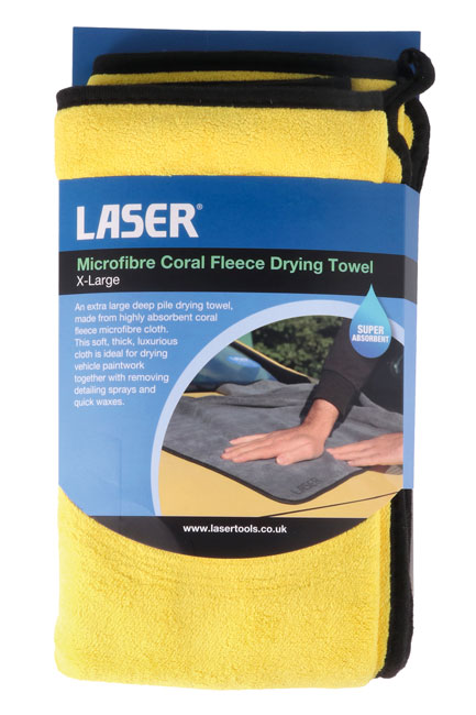 Laser Tools 8833 Microfibre Coral Fleece Drying Towel - XL