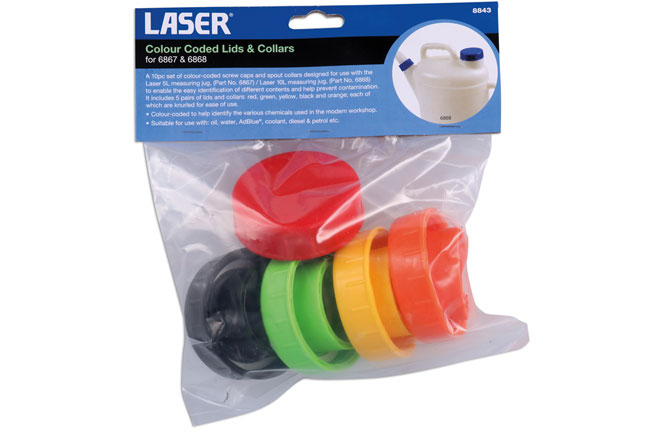 Laser Tools 8843 Colour Coded Lids & Collars - for 6867 & 6868