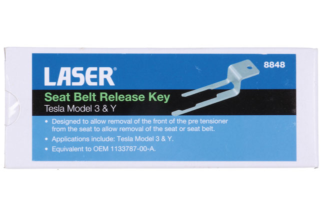 Laser Tools 8848 Seat Belt Release Key - Tesla Model 3 & Y
