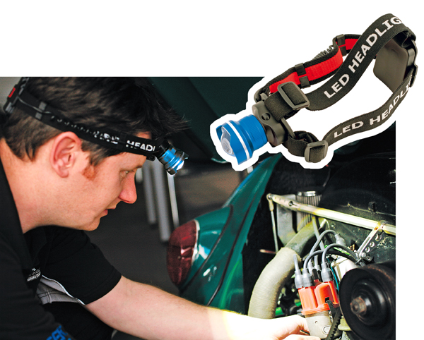 Mechanic’s head-mounted lamp — a bright idea!