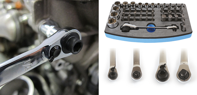 Innovative 4-way ratchet, socket and bit set