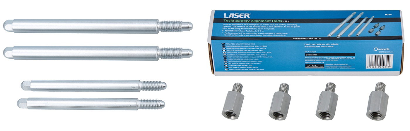 New from Laser Tools: Tesla Battery Alignment Rod Set – essential for safe & accurate HV battery installation