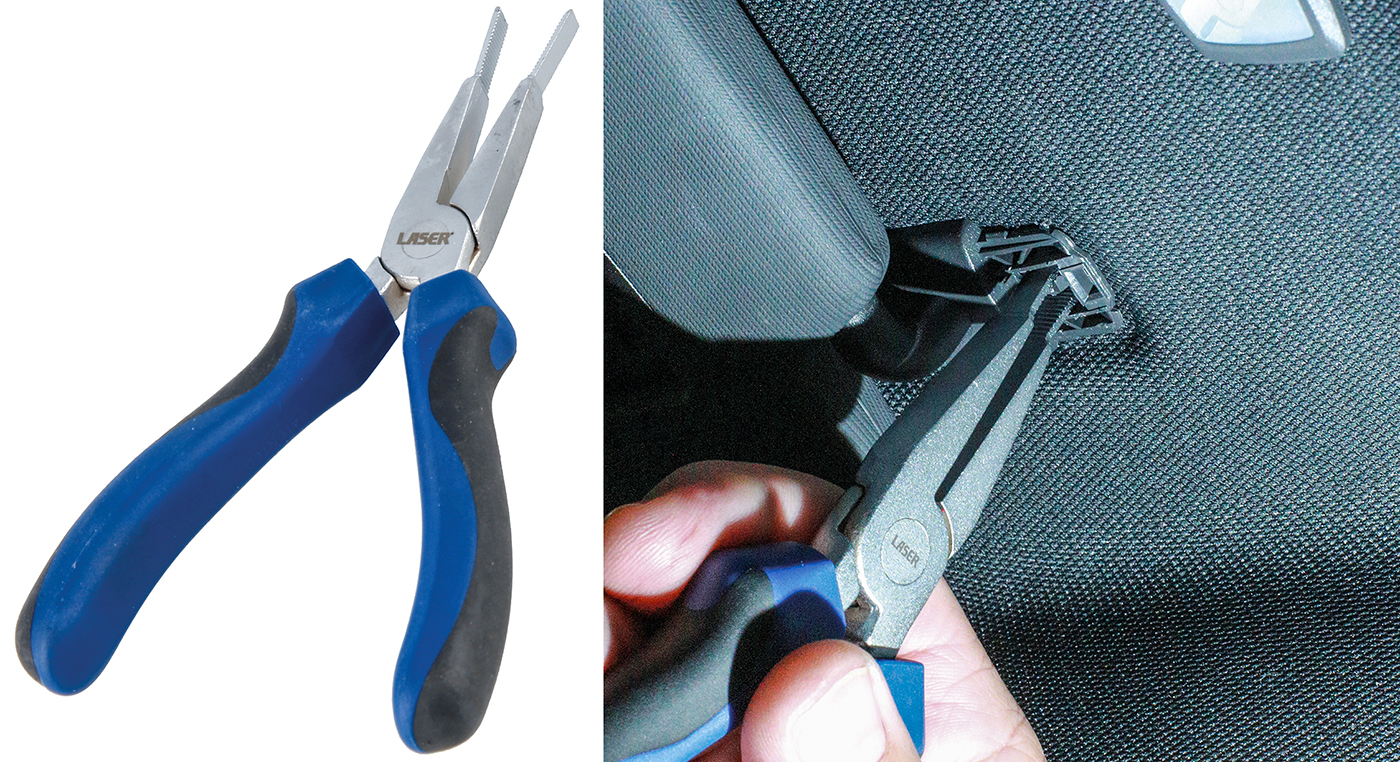 New from Laser Tools: specialist pliers make VW Group sun visor removal simple and safe