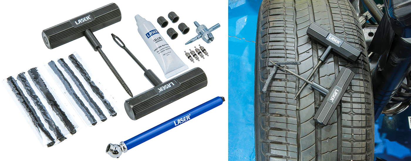 Roadside tyre trouble? The Laser Tools Emergency Tyre Repair Kit gets you going again