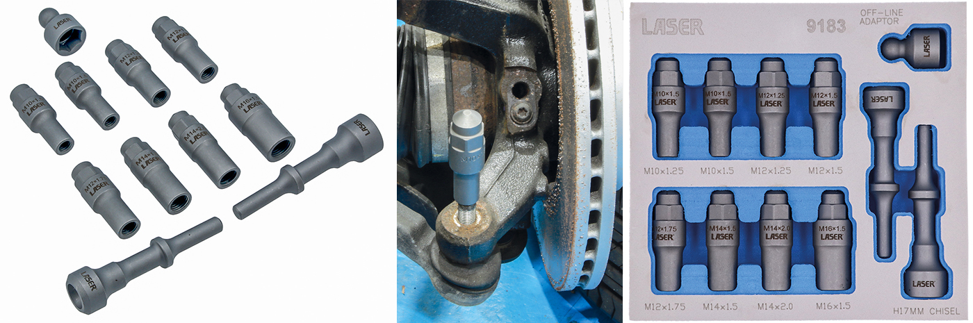 Laser’s new air-hammer ball joint separator set speeds up suspension work