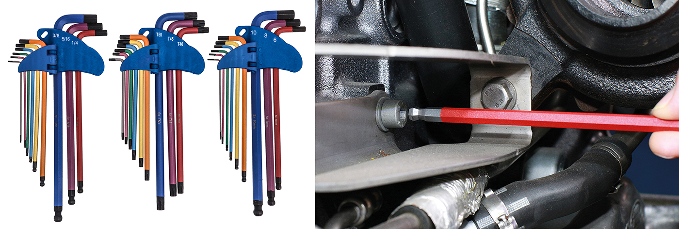 Extra-long colour-coded hex and star key set from Laser Tools 
