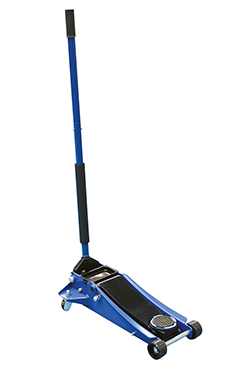 Three-ton low-profile trolley jack fits under low vehicles and lifts right up to 500mm