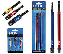 Socket adaptor/extension sets designed for cordless drill use 