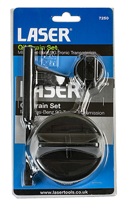 Specialist Mercedes-Benz transmission oil adaptor set from Laser Tools — required when draining and refilling the automatic transmission. 
