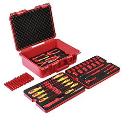 Complete set of insulated tools rated at 1000V AC / 1500V DC