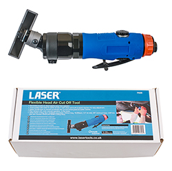 Fully-featured professional, flexible-head, air-powered cut-off tool
