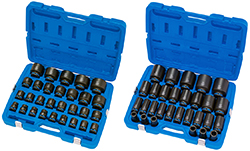 New from Laser Tools: two heavy-duty 3/4" impact socket ranges — standard and deep 29-piece sets