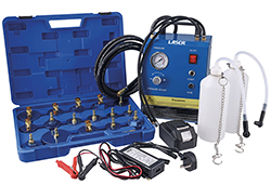 New from Laser Tools: triple-power brake bleeding system for workshop or mobile use
