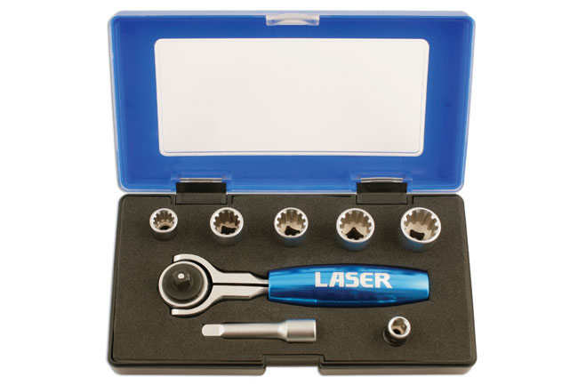 Laser Tools 5530 Alldrive® Socket Set 1/4"D 8pc