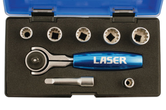 Laser Tools 5530 Alldrive® Socket Set 1/4"D 8pc