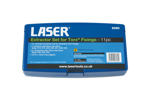 Laser Tools 6080 Extractor Set for Torx® Fixings 11pc