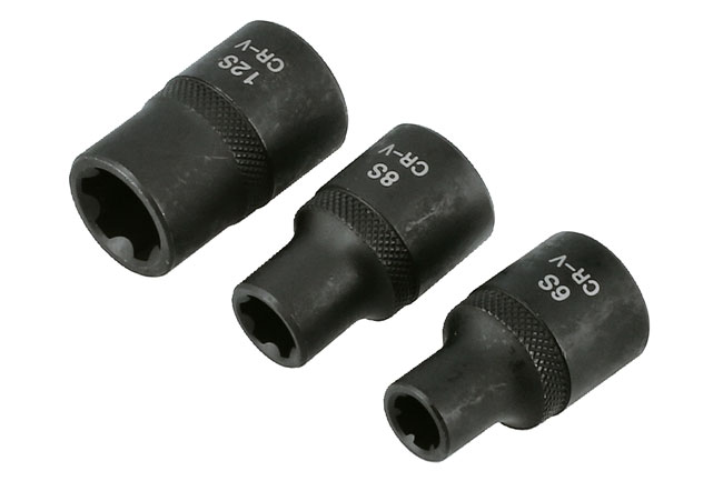 Laser Tools 6575 Ribe Socket Set 1/2"D 3pc