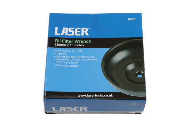 Laser Tools 6608 Oil Filter Wrench 135mm x 18 Flutes