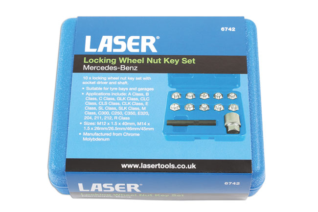 Laser Tools 6742 Locking Wheel Nut Key Set 12pc - for Mercedes-Benz