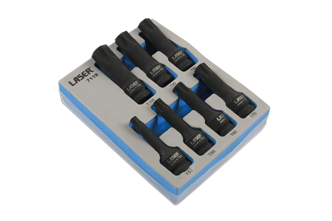 Laser Tools 7119 Long Impact Star Socket Bit Set 1/2"D 7pc