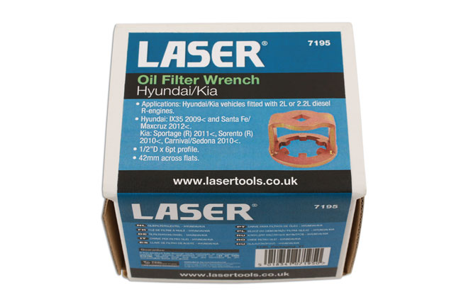 Laser Tools 7195 Oil Filter Wrench 1/2"D 42mm - for Hyundai, Kia