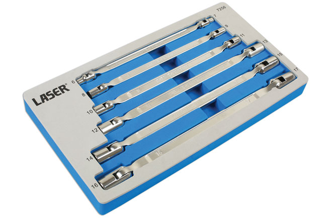 Laser Tools 7256 Flexible Socket Spanner Set 6pc