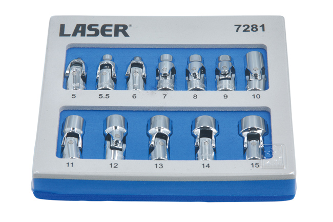 Laser Tools 7281 Universal Joint Socket Set 1/4"D 12pc