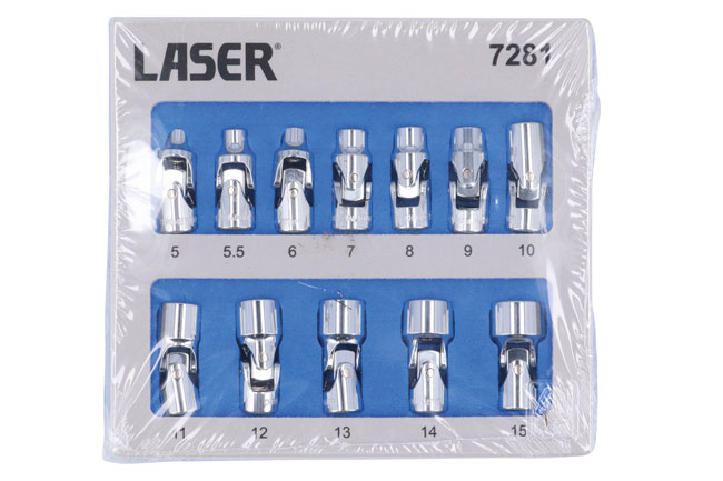 Laser Tools 7281 Universal Joint Socket Set 1/4"D 12pc