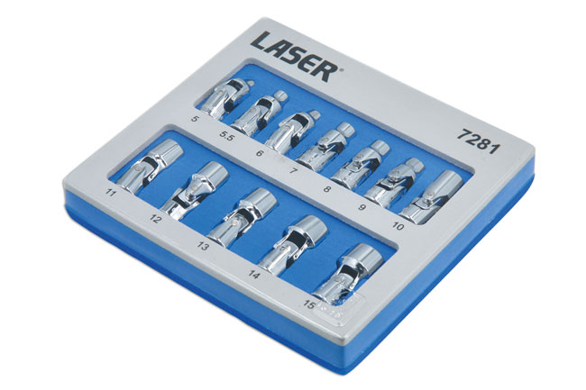 Laser Tools 7281 Universal Joint Socket Set 1/4"D 12pc
