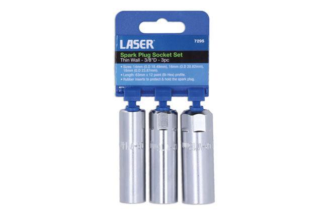Laser Tools 7295 Thin Wall Spark Plug Socket Set 3/8"D 3pc