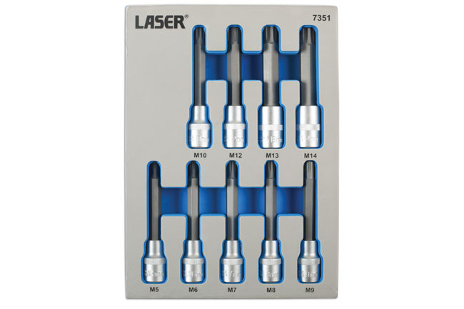 Laser Tools 7351 Tamperproof Ribe Socket Bit Set 1/2"D 9pc