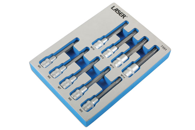 Laser Tools 7351 Tamperproof Ribe Socket Bit Set 1/2"D 9pc