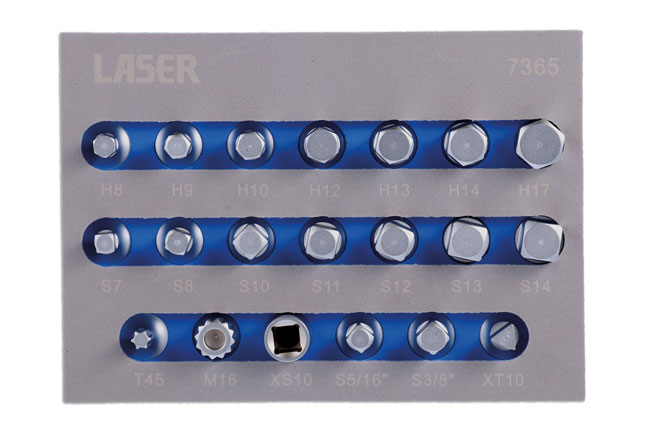 Laser Tools 7365 Sump Plug Key Set 3/8"D 20pc